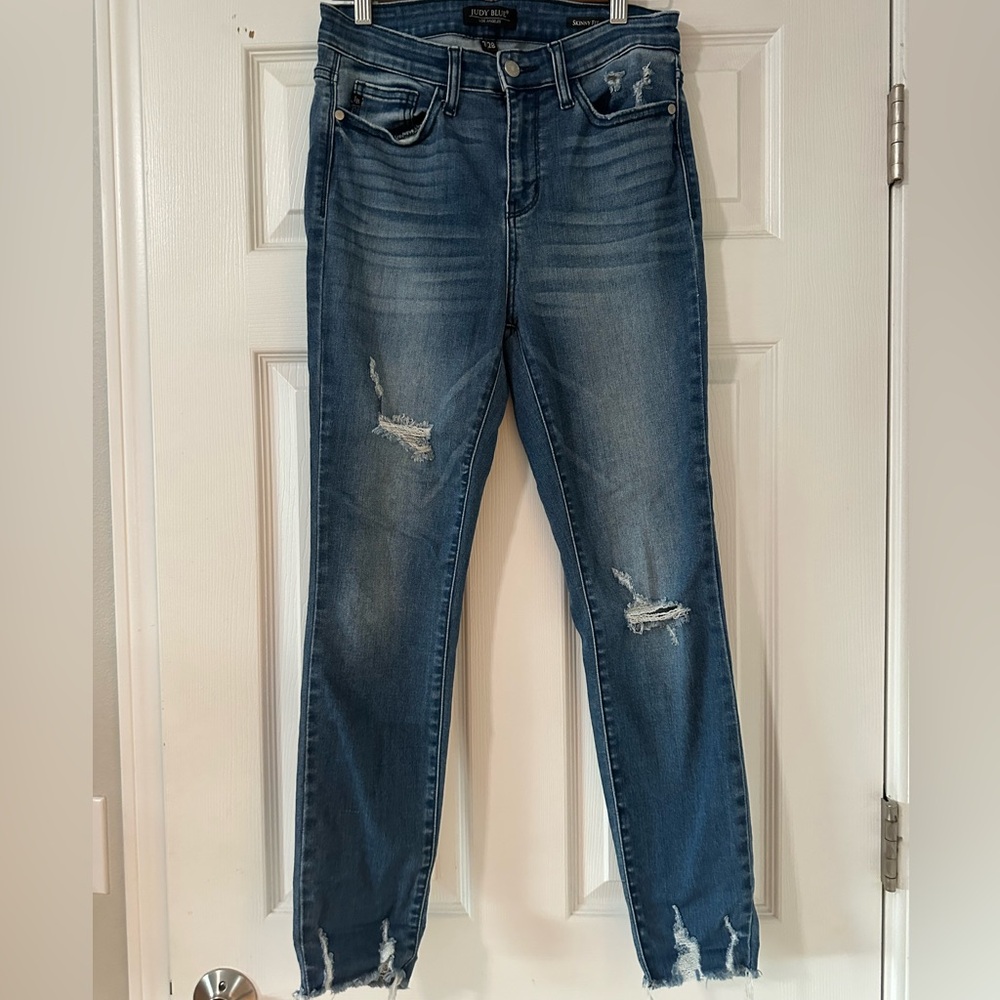 Judy Blume Blue Distressed Skinny Jeans-Size 7